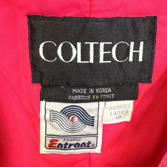 Vintage 90s Neon Fluorescent Pink Ski Jacket Pants Set Women M 10 12 Coltech - Picture 13 of 13